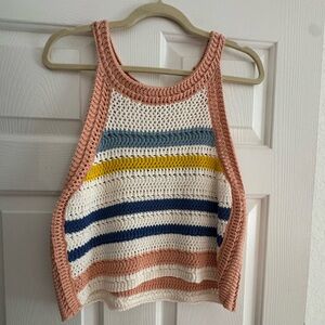 Striped BCBG Crochet Tank Top